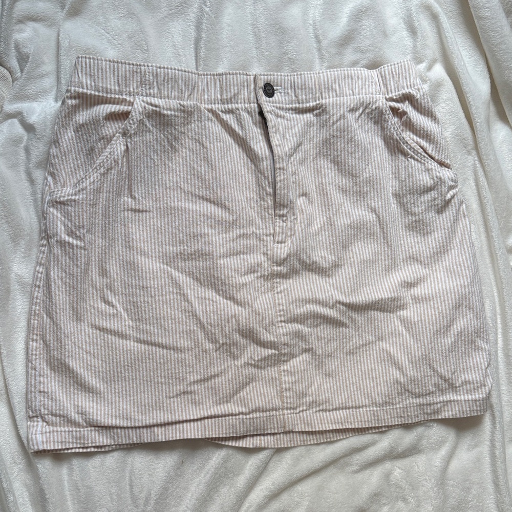 Hollister Tan Striped Ultra High-Rise Skirt